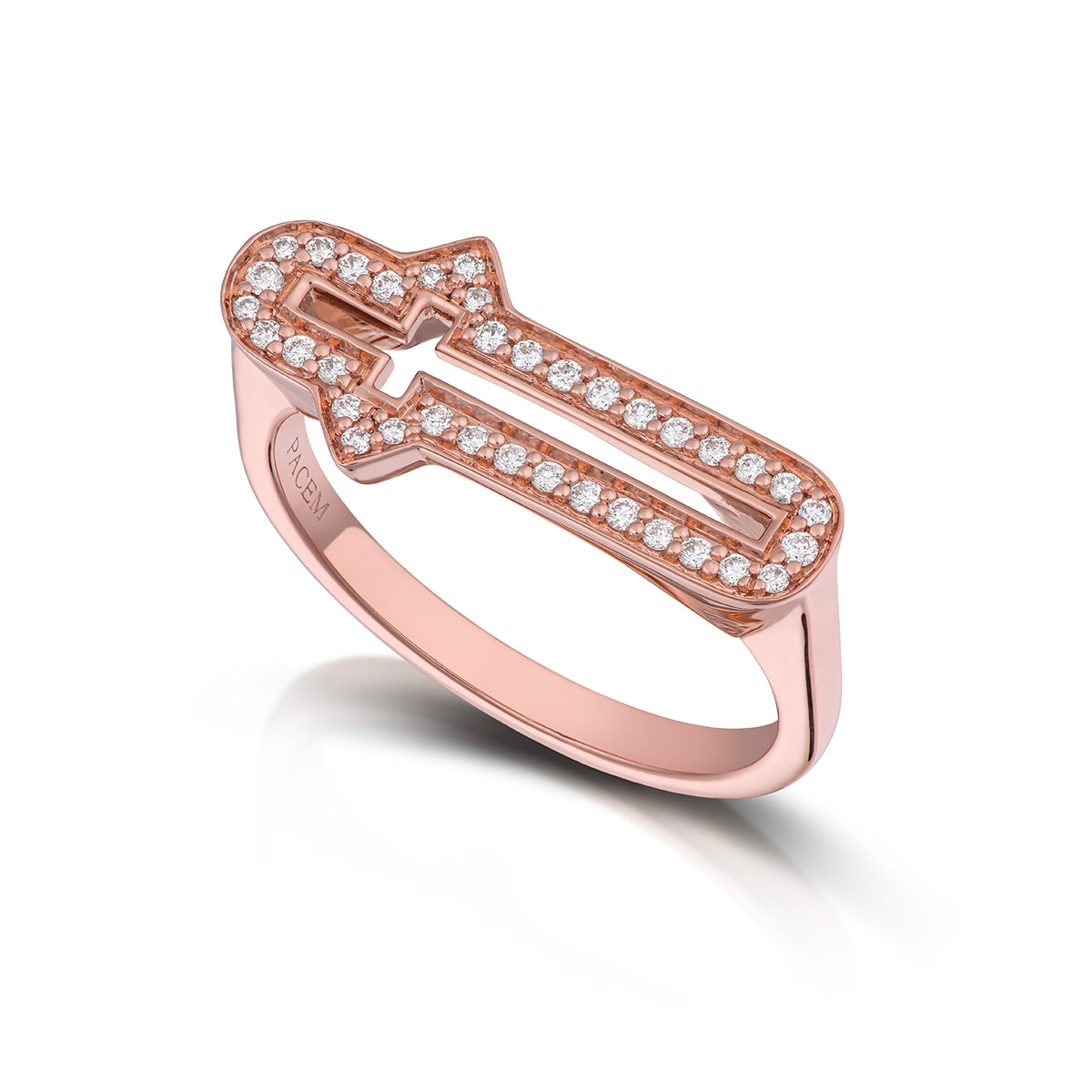 Barbed Cross Diamond Ring – Rose Gold, front view