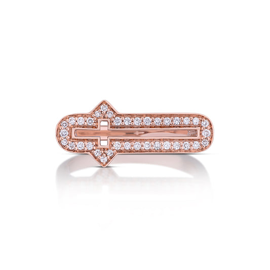 Barbed Cross Diamond Ring – Rose Gold, top view
