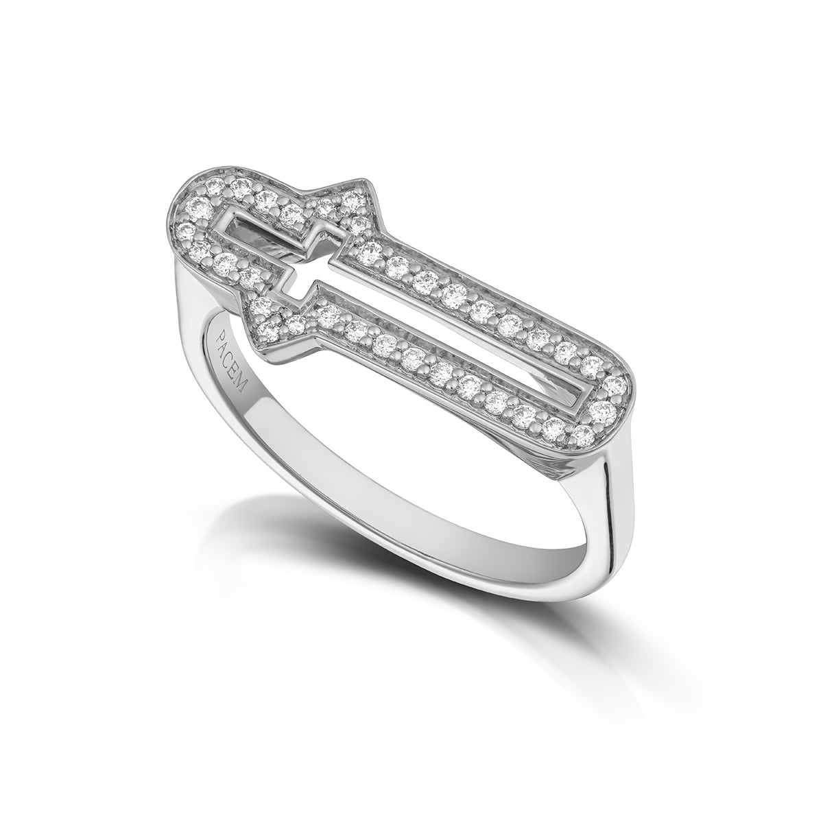 Barbed Cross Diamond Ring – White Gold, front view