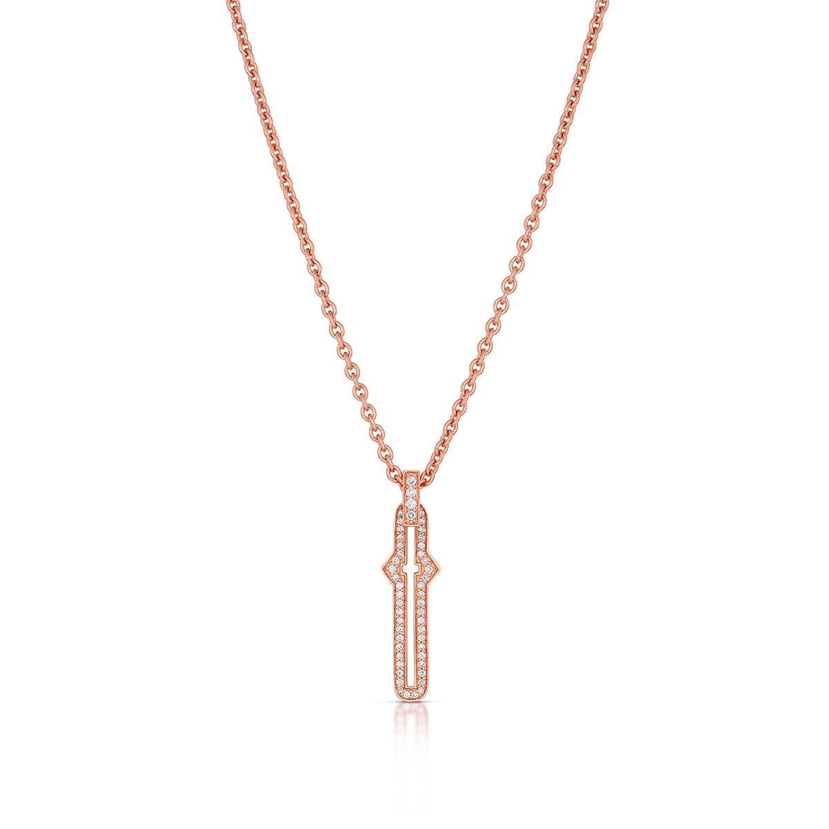 Barbed Cross Large Diamond Pendant – Rose Gold, front view