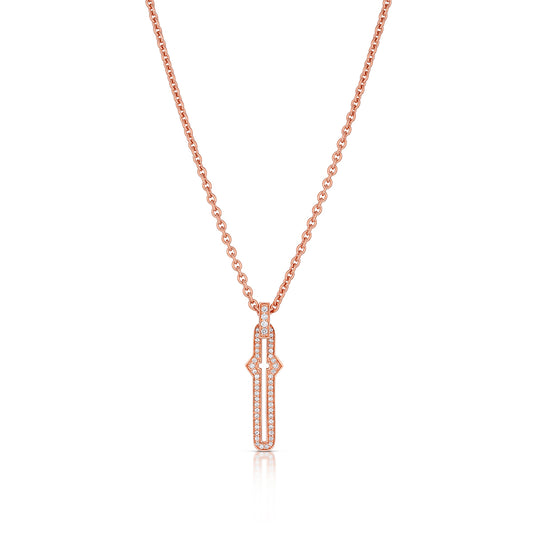 Barbed Cross Large Diamond Pendant – Rose Gold, front view