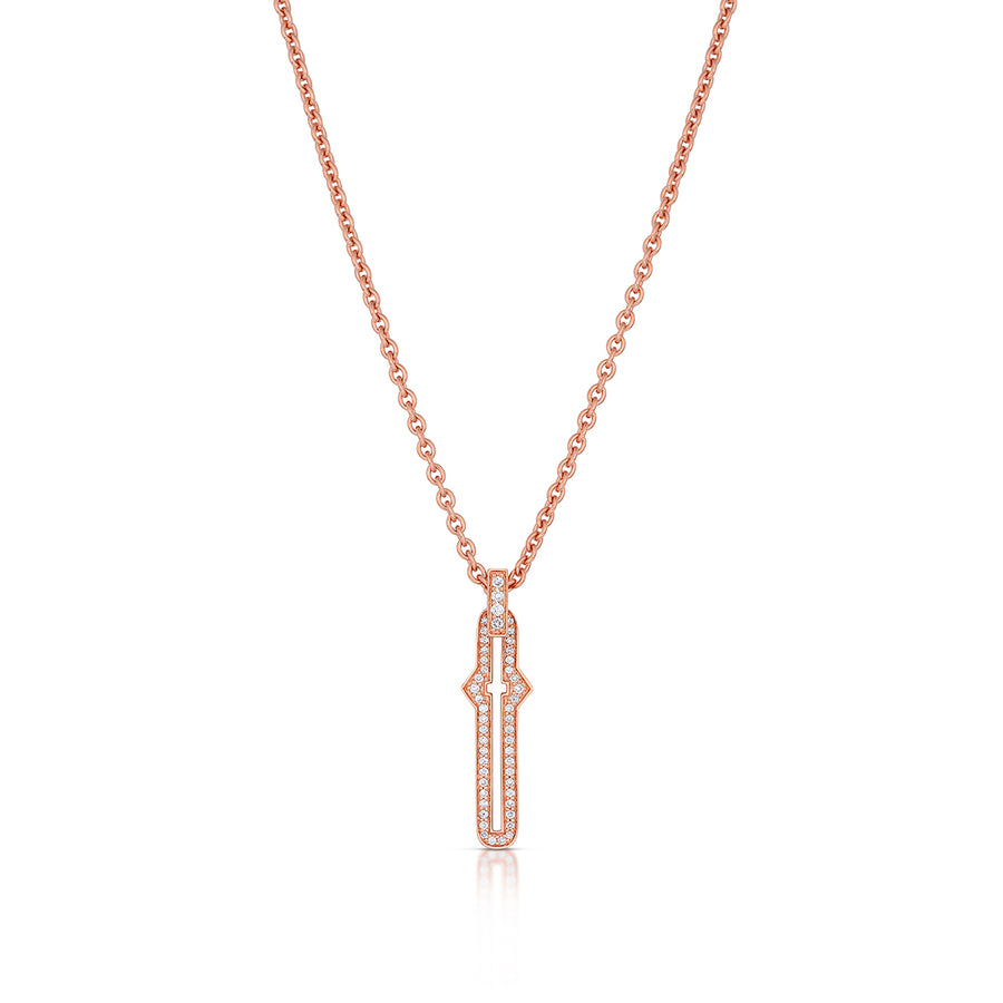 Barbed Cross Large Diamond Pendant – Rose Gold, front view