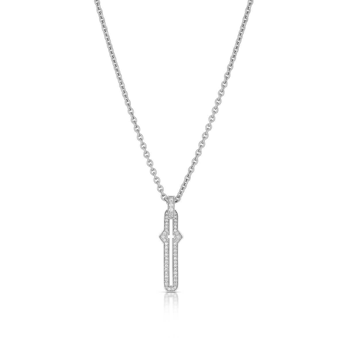 Barbed Cross Large Diamond Pendant – White Gold, front view