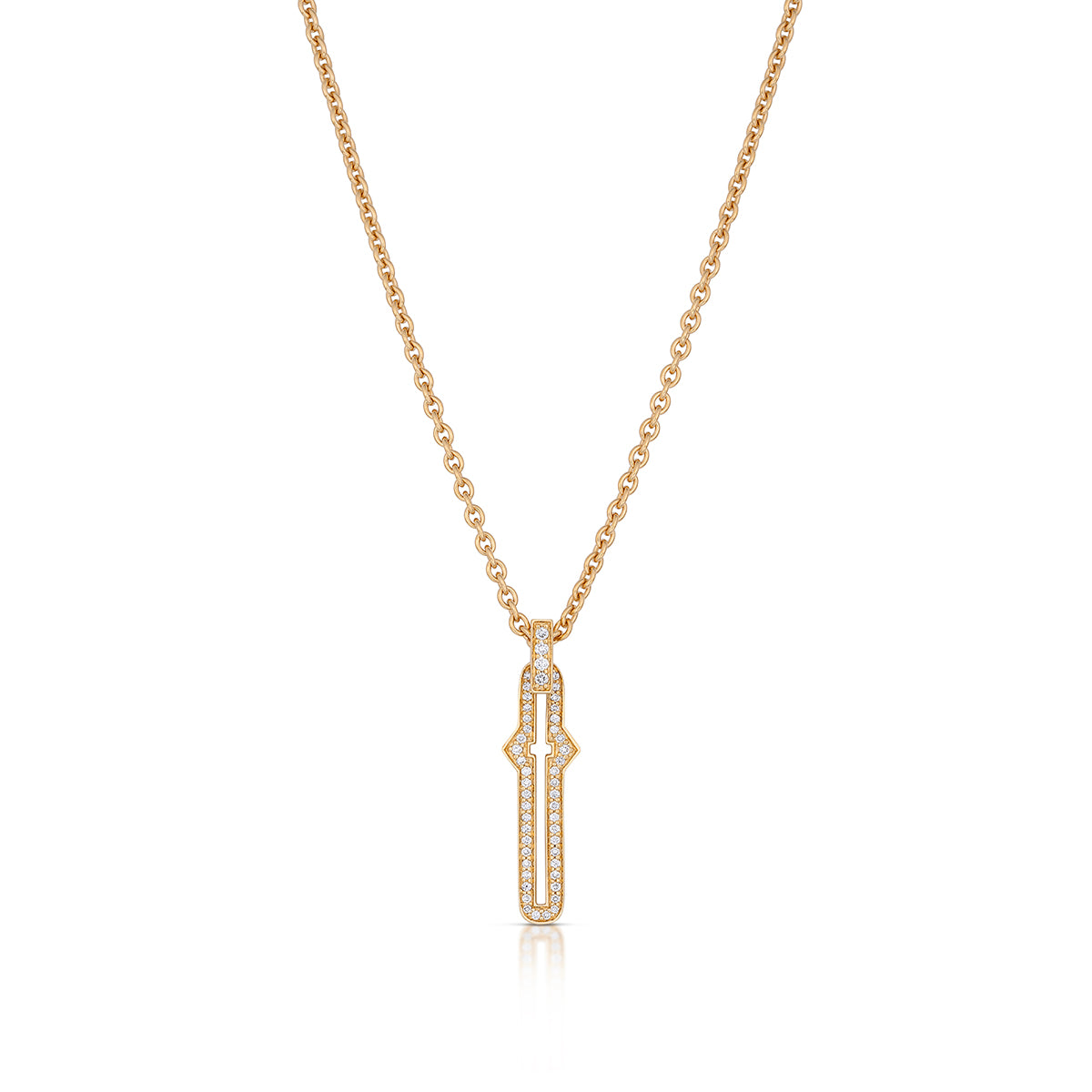 Barbed Cross Large Diamond Pendant – Yellow Gold, front view