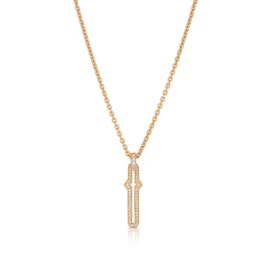 Barbed Cross Large Diamond Pendant – Yellow Gold, front view