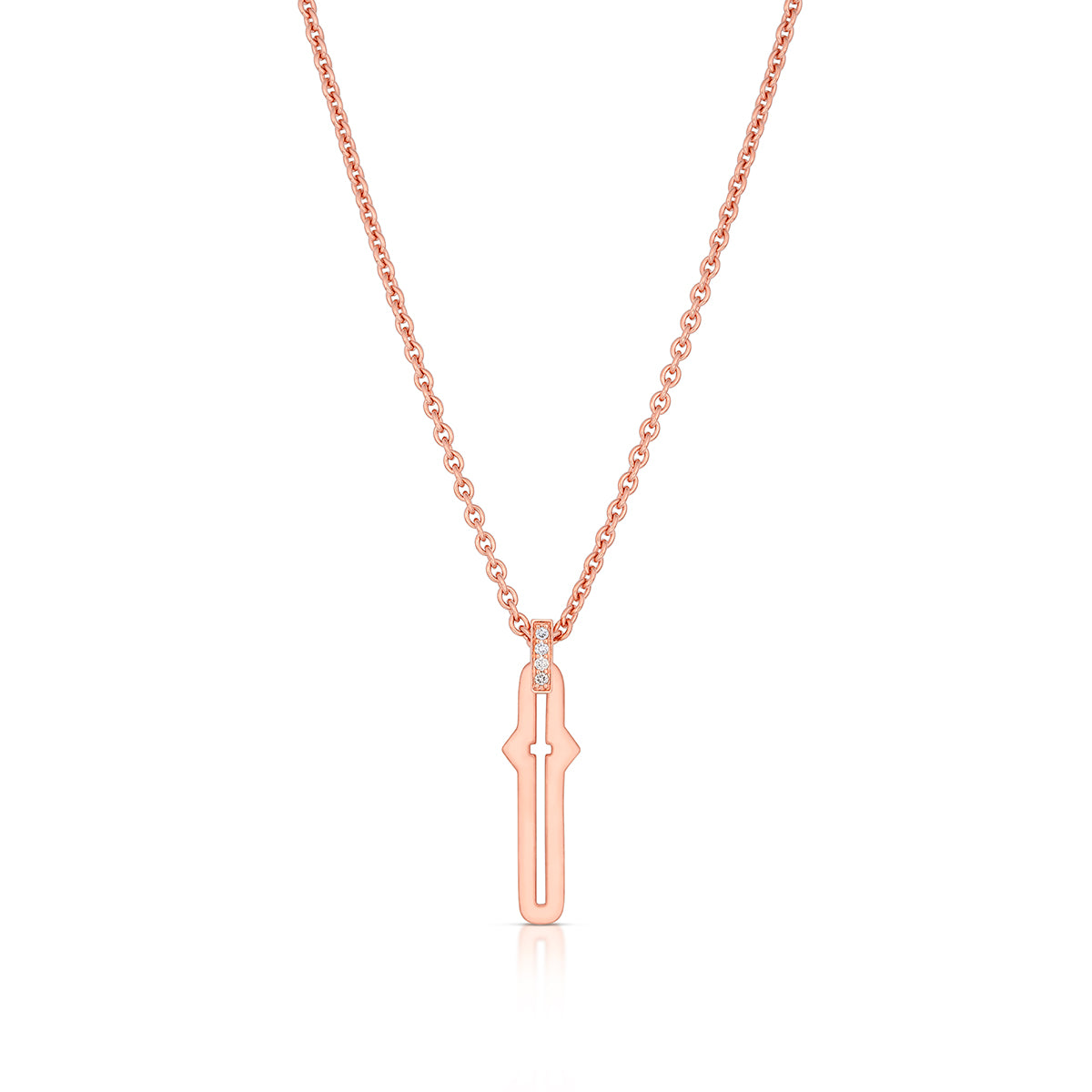 Barbed Cross Large Pendant – Rose Gold, front view