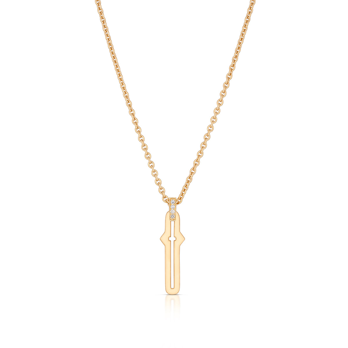 Barbed Cross Large Pendant – Yellow Gold, front view