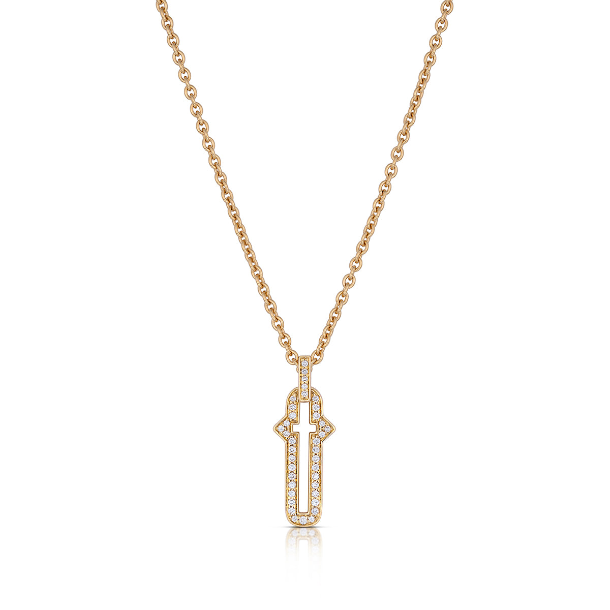 Barbed Cross Small Diamond Pendant – Yellow Gold, front view