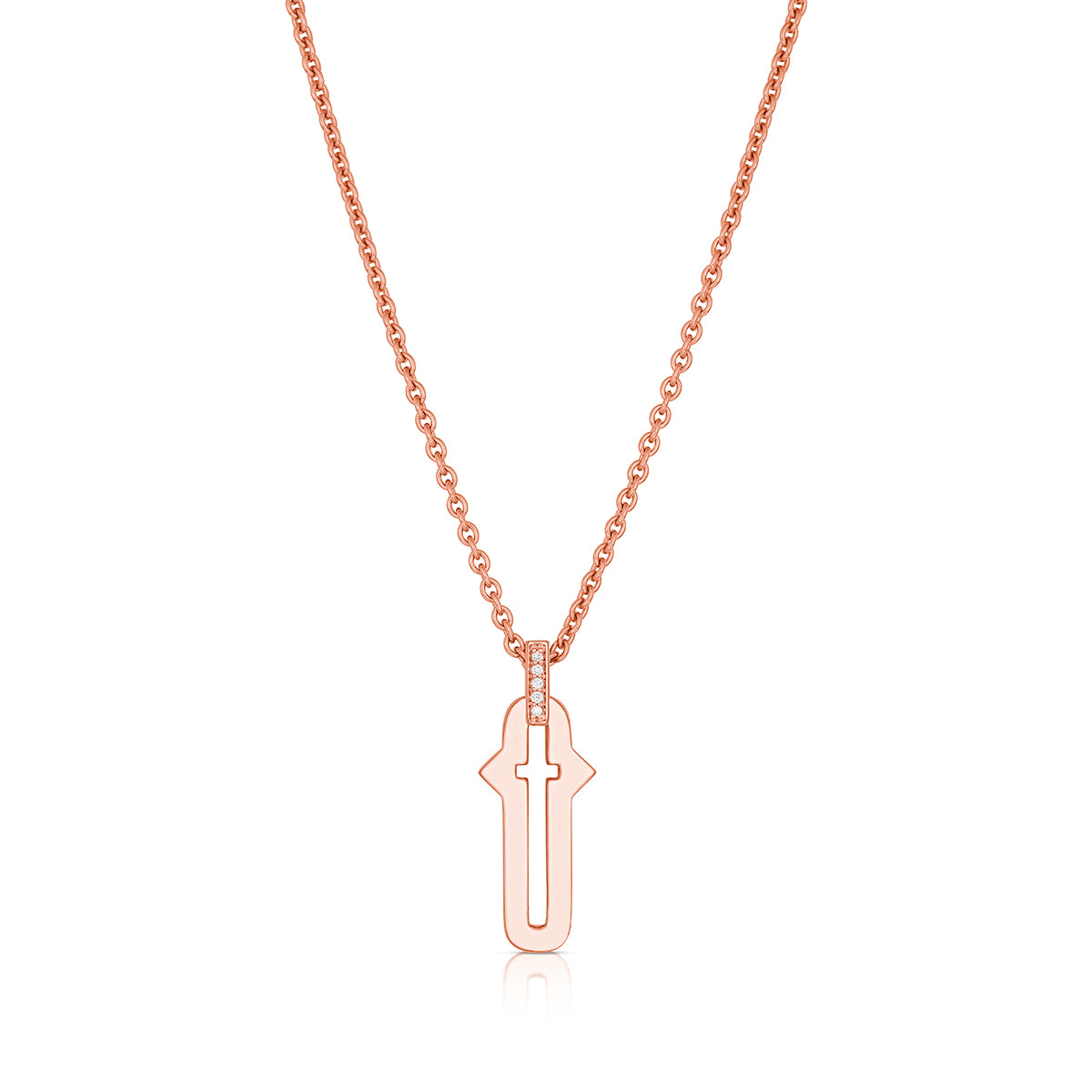 Barbed Cross Small Pendant – Rose Gold, front view