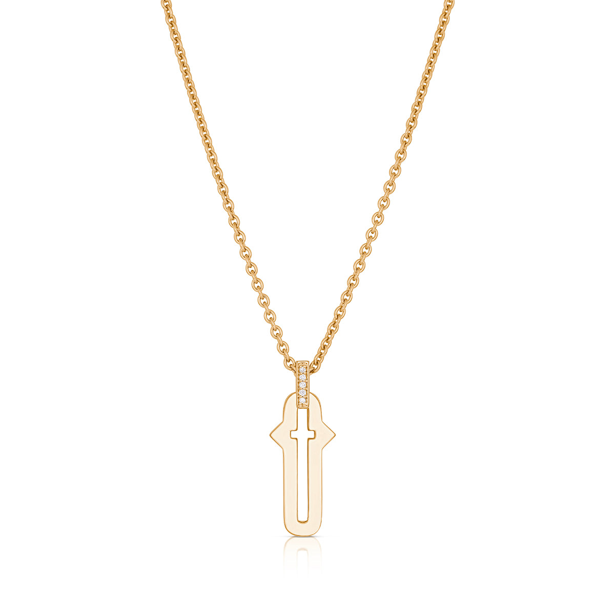Barbed Cross Small Pendant – Yellow Gold, front view