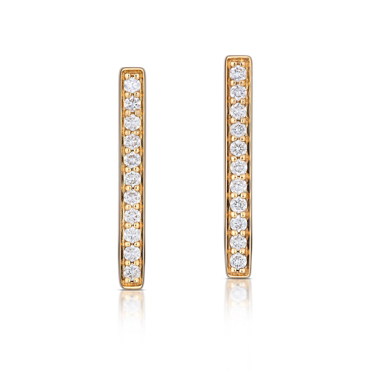 Large Rectangular Diamond Hoop Earrings in Yellow Gold, front view