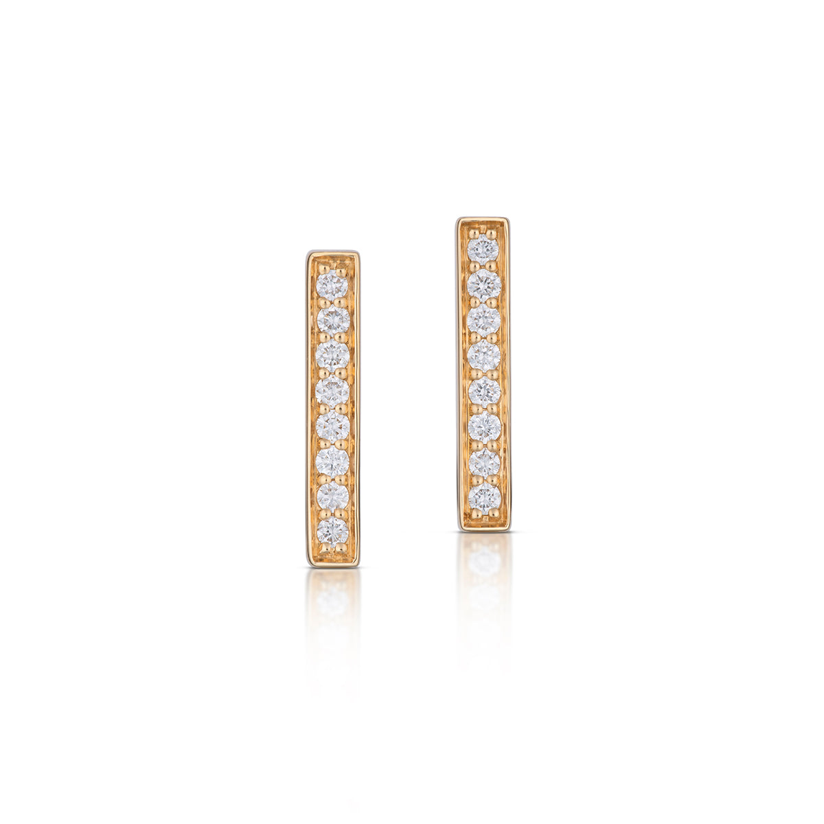 Medium Rectangular Diamond Hoop Earrings in Yellow Gold, front view